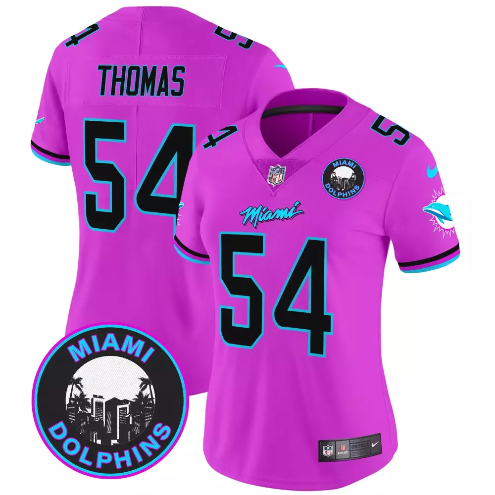 Zach Thomas Pink Women's Miami Dolphins Miami Vice Vapor Limited Jersey V3 | All Stitched | Limited Edition Fan Gear for Women