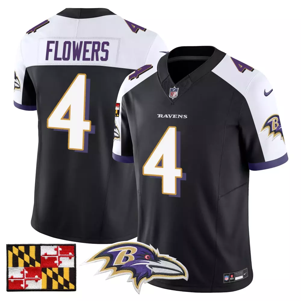 Zay Flowers Baltimore Ravens 2024 Black Alternate Jersey | Pro Bowl Patch | Vapor Stitched Fan Gear | For Men, Women & Youth