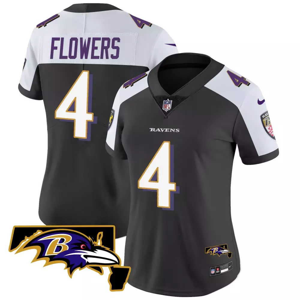 Zay Flowers Baltimore Ravens Black Alternate Maryland Patch Jersey | Vapor Limited Edition | Stitched Fan Gear for Women | For Men, Women & Youth