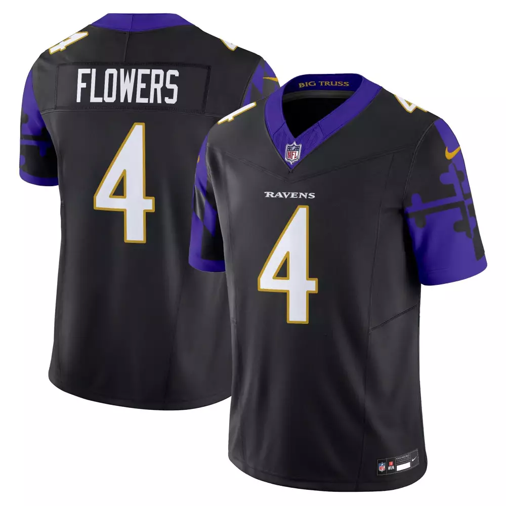 Zay Flowers Baltimore Ravens Maryland Flag Vapor Limited Jersey | Black Stitched Fan Gear | For Men, Women & Youth
