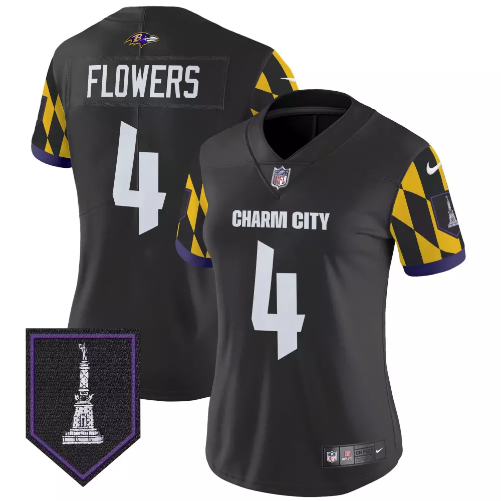 Zay Flowers Baltimore Ravens Women's City Edition Jersey | Black Stitched Vapor Limited | Fan Gear for Women & Youth