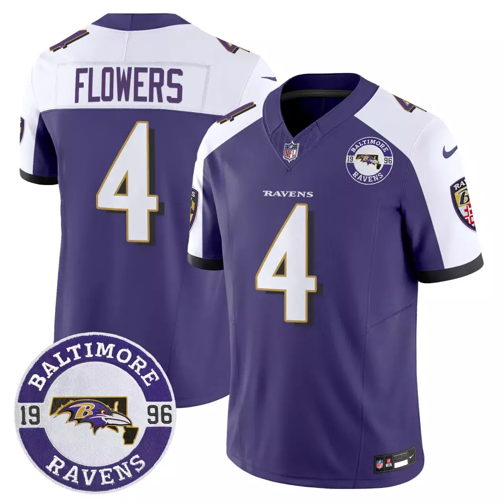 Zay Flowers Baltimore Ravens 2024 Limited Edition Jersey | Est 1996 Patch Purple Alternate | For Men, Women & Youth