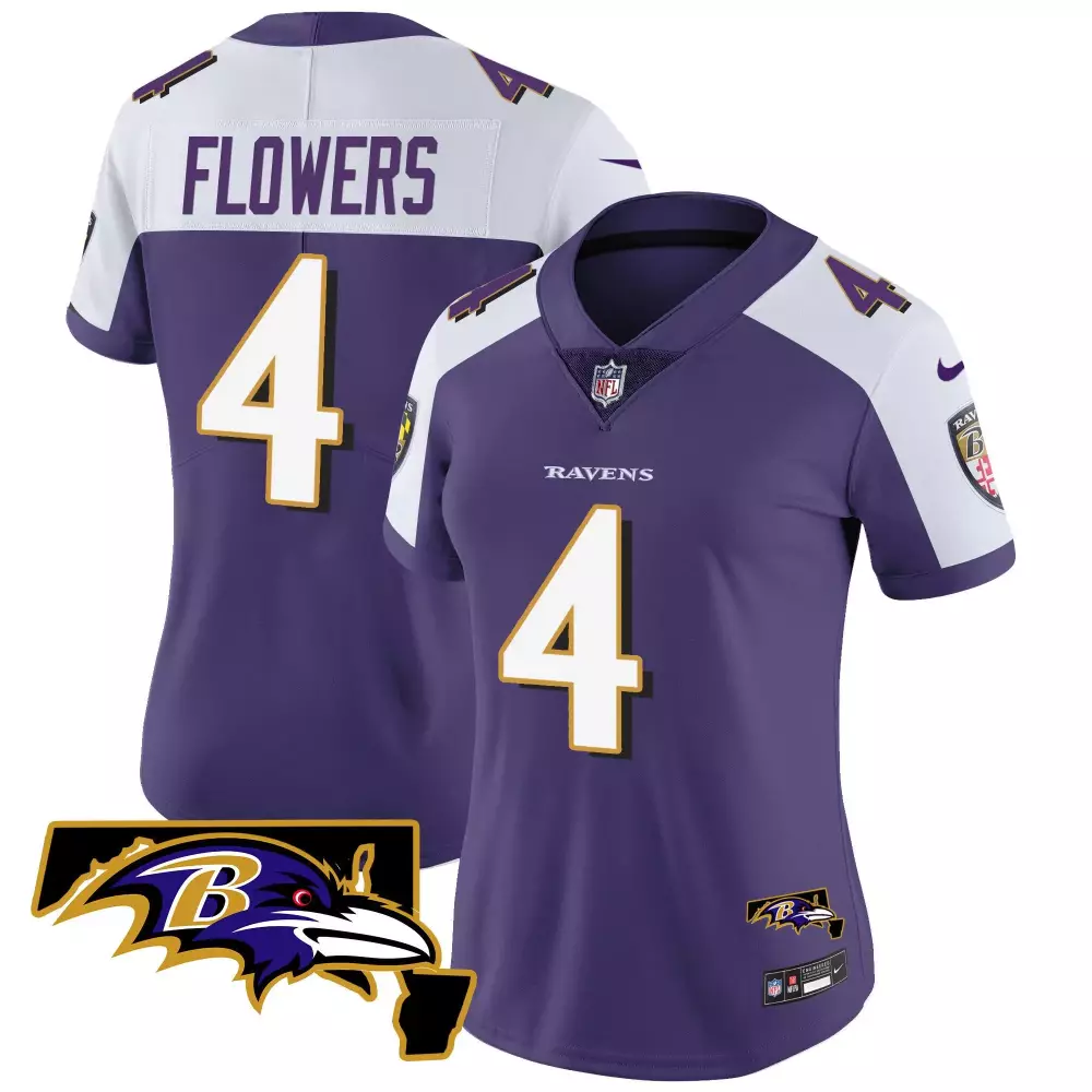Zay Flowers Baltimore Ravens Women's Jersey | Maryland Patch Limited Edition Purple Alternate | For Men, Women & Youth
