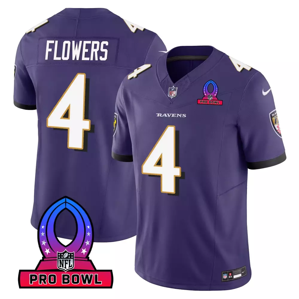 Zay Flowers Baltimore Ravens 2024 Pro Bowl Patch Jersey | Vapor Edition | Stitched Fan Gear | For Men, Women & Youth
