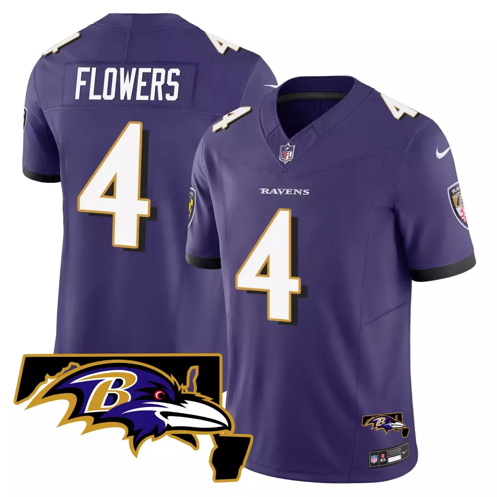 Zay Flowers Baltimore Ravens Maryland Patch Vapor Limited Jersey | Stitched Edition | Fan Gear | For Men, Women & Youth