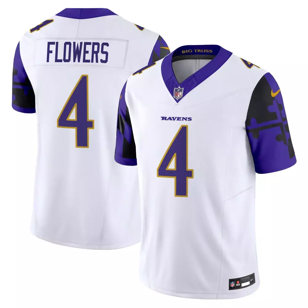 Zay Flowers Baltimore Ravens White Men's Maryland Flag Vapor Limited Jersey | Stitched Fan Gear for Game Day | For Men, Women & Youth