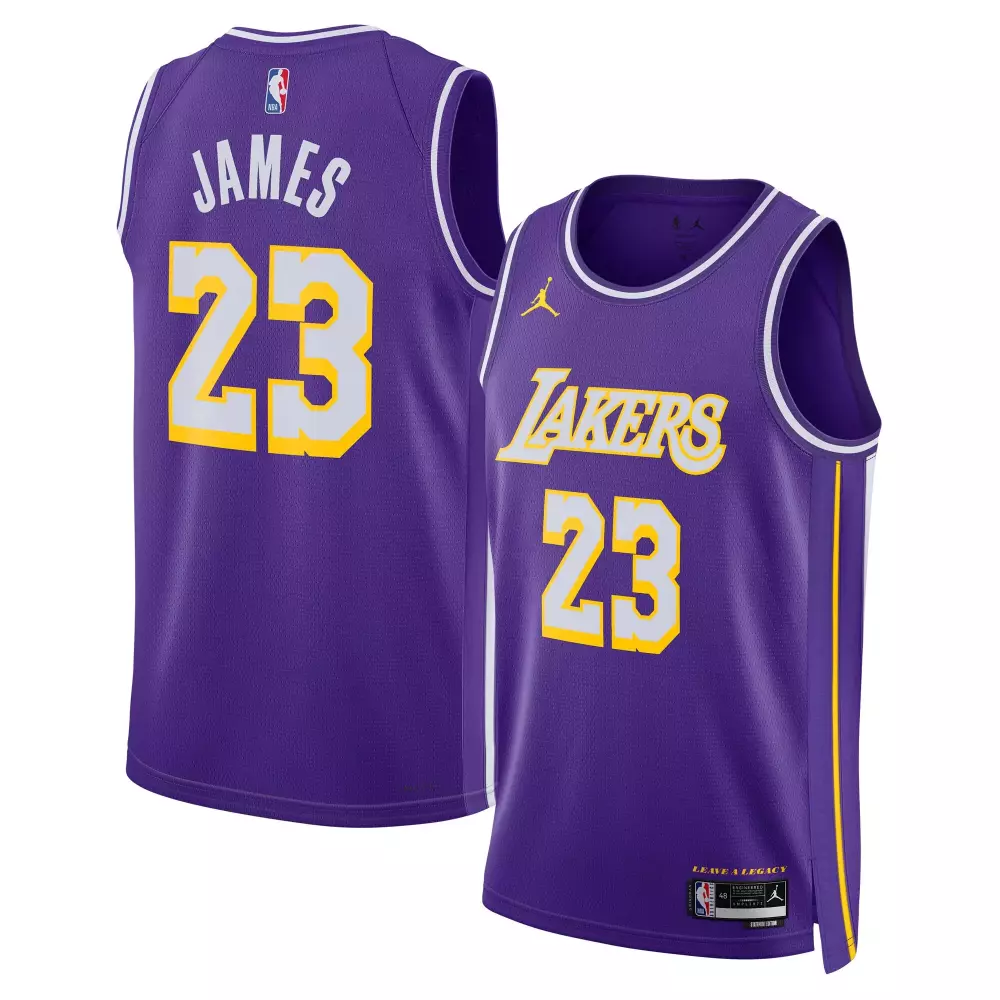 lebron james los angeles lakers jordan brand unisex swingman jersey statement edition purple