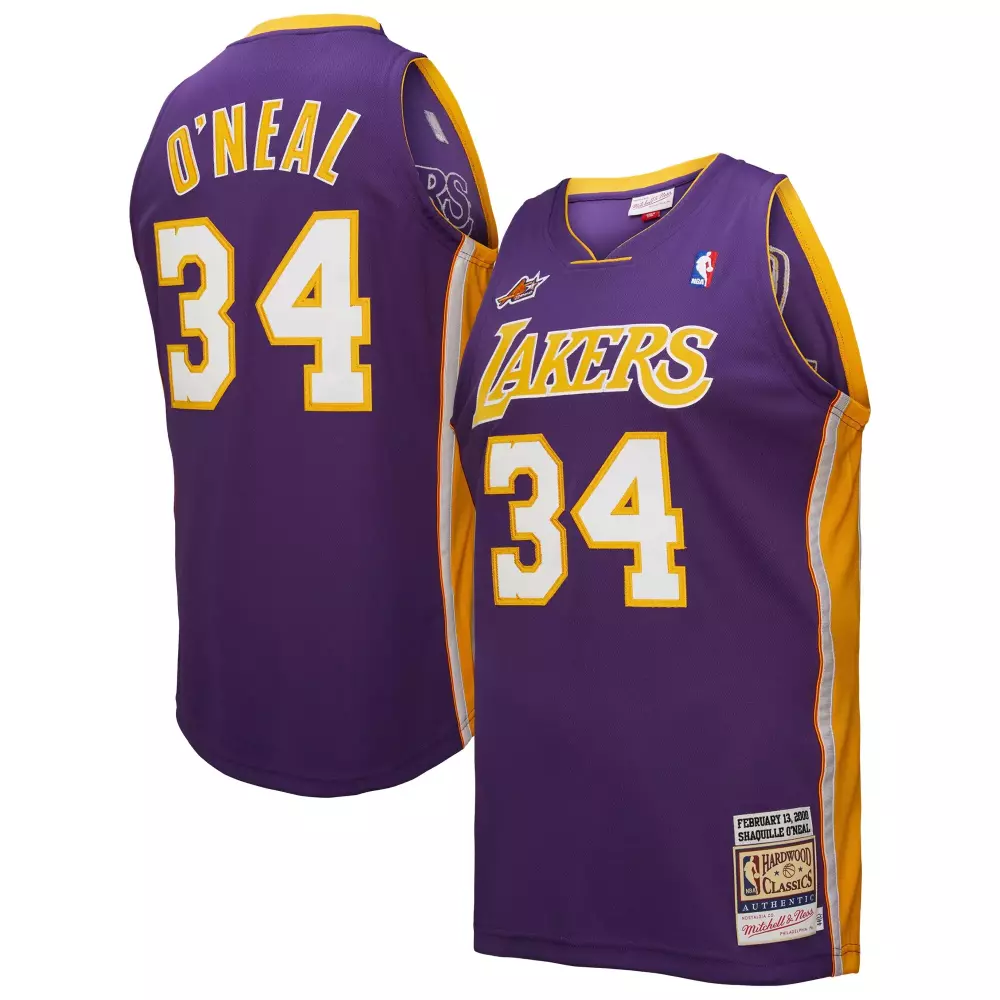 shaquille o neal los angeles lakers mitchell ness 2000 nba all star game authentic jersey purple
