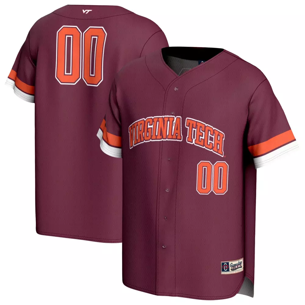 Customizable Virginia Tech  00 Hokies Gameday Greats Adult Lightweight Collegiate Baseball Fashion Maroon Jersey