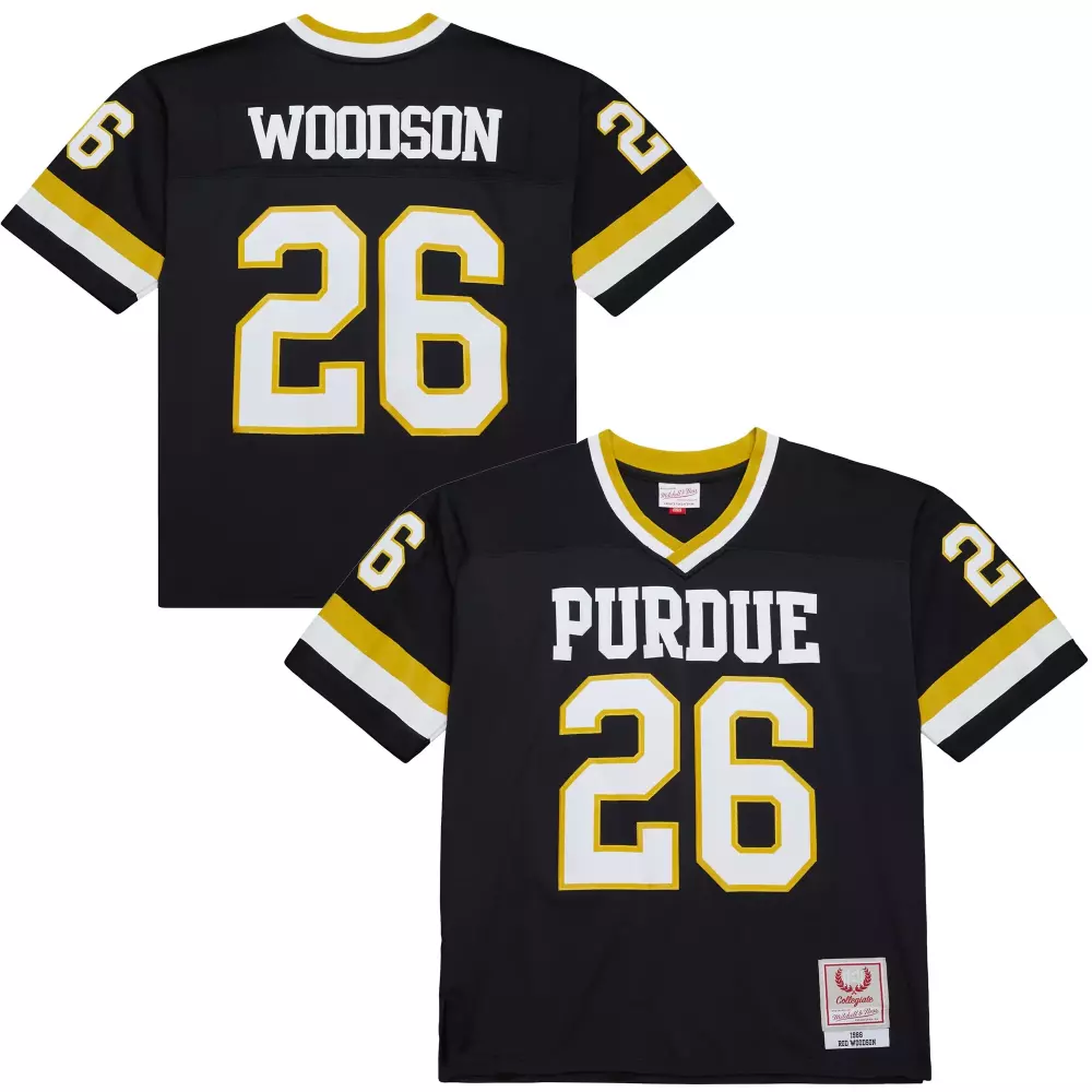 Personalized Purdue Boilermakers  Rod Woodson Mitchell Ness 1986 College Vault Legacy Football Jersey – Black