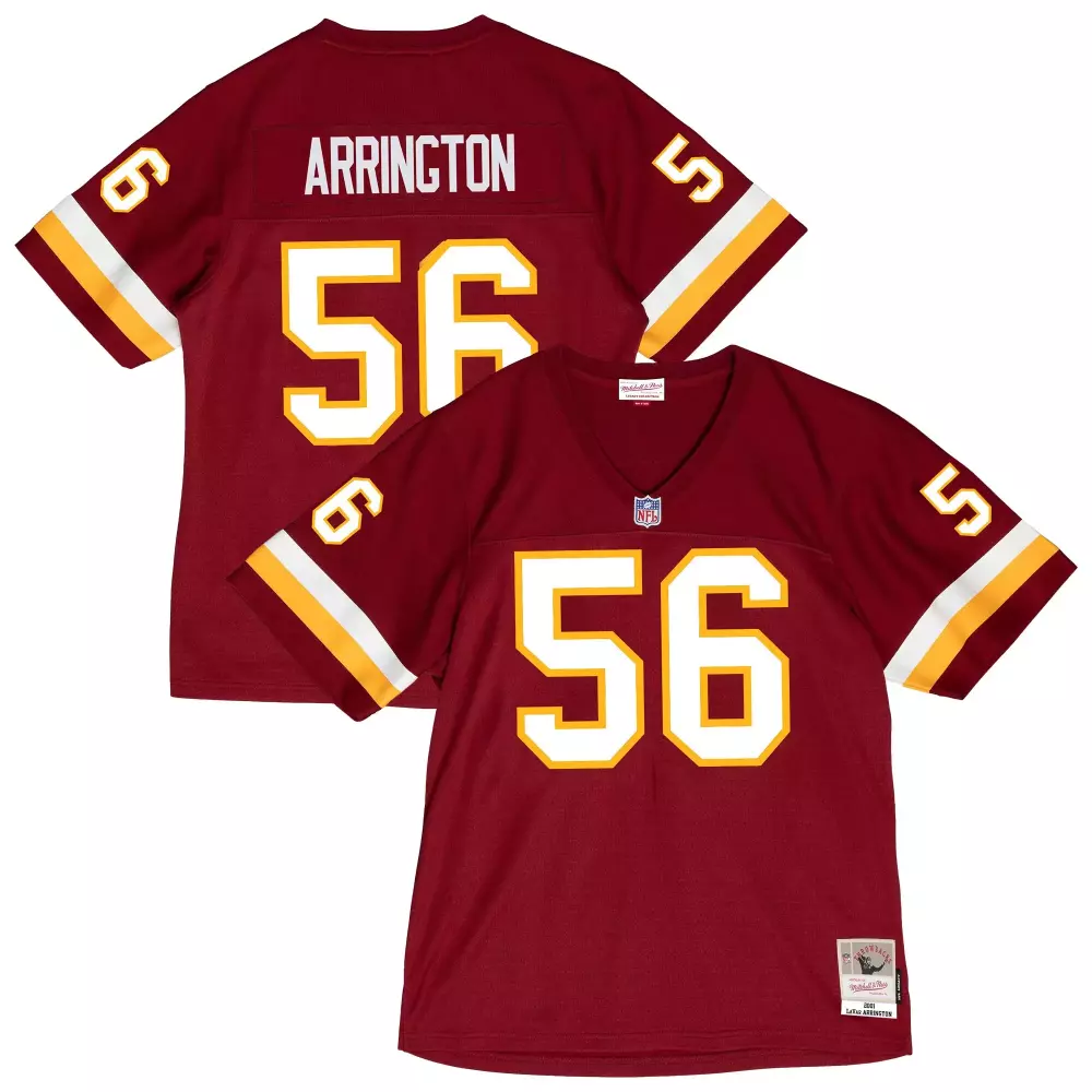 lavar arrington washington commanders mitchell ness 2001 legacy throwback replica jersey burgundy