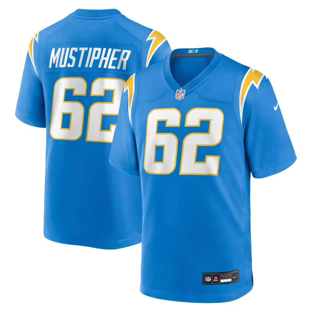 sam mustipher los angeles chargers nike team game jersey powder blue