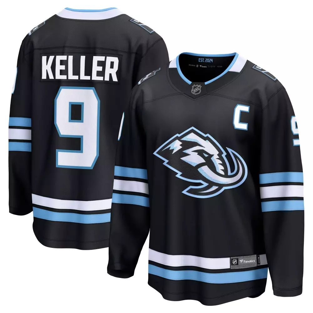 Custom Utah Utes  NHL Clayton Keller Mammoth Fanatics Away Breakaway Player White Replica Jersey – Black
